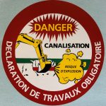 faconnage vinyle adhesif panneau danger canalisation